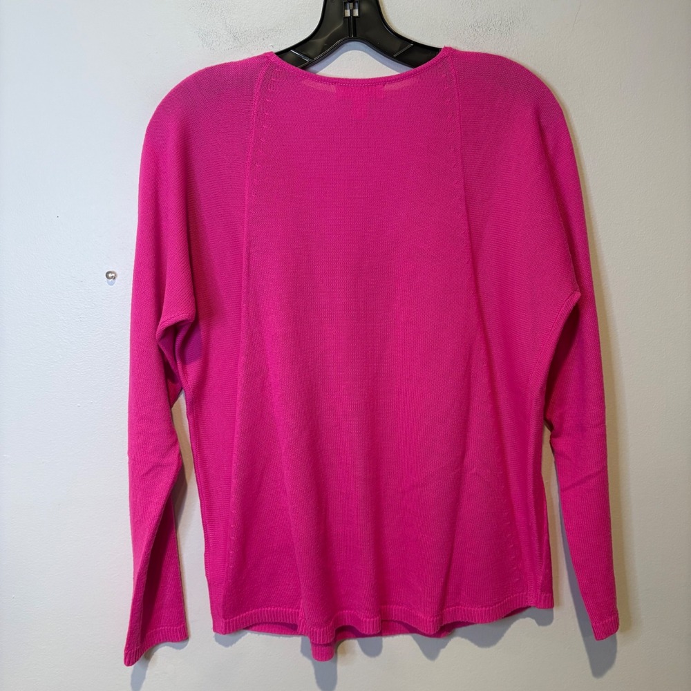 Lilly Pulitzer V Neck Long Sleeve Pullover Sweater Hot Pink Knit Size S - Picture 8 of 9